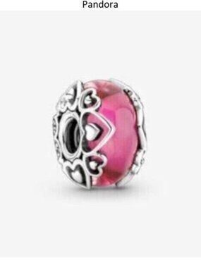 Pandora Reveal Your Love Pink Murano Glass Charm